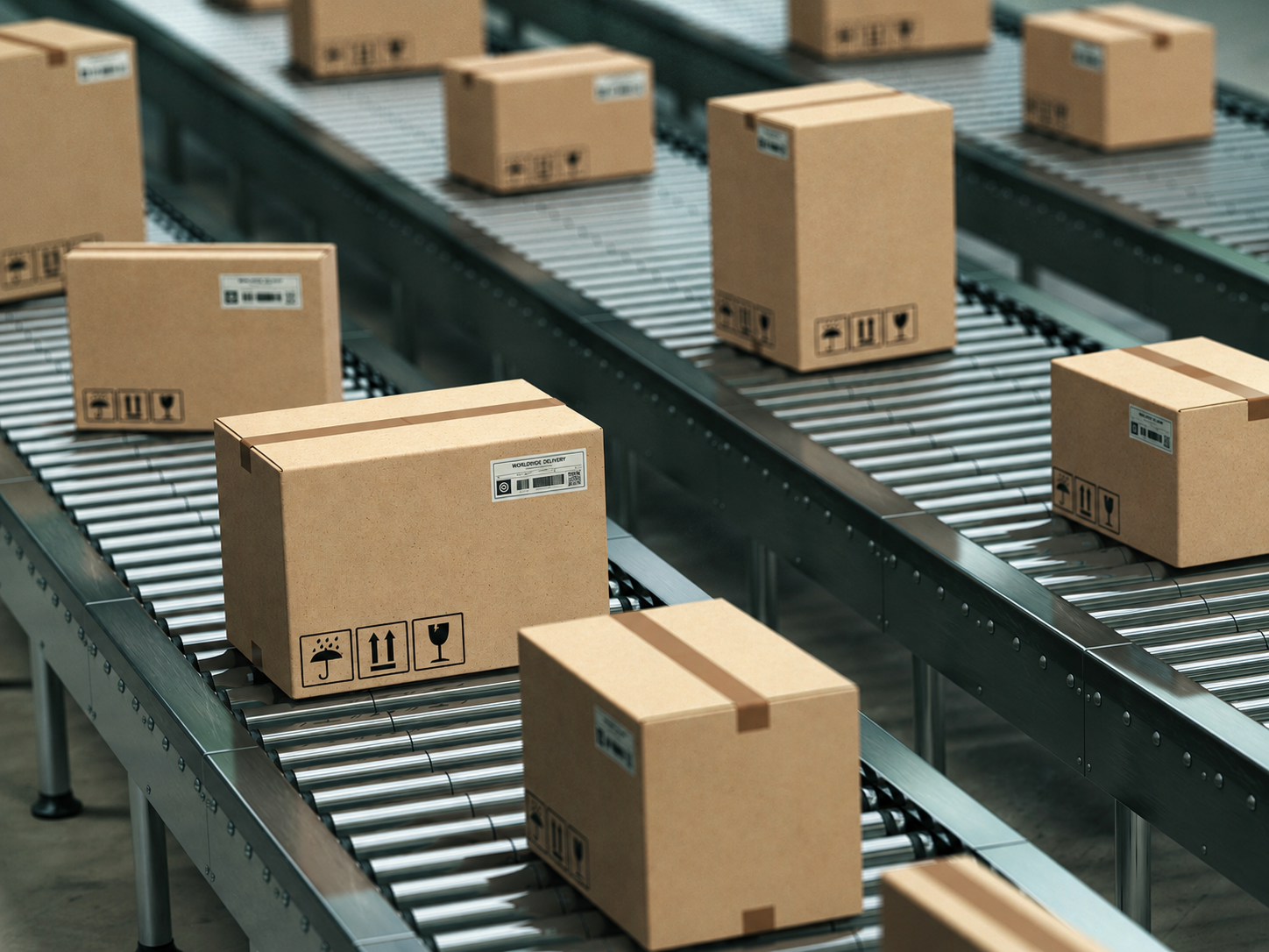 Parcels on an automated sorting system